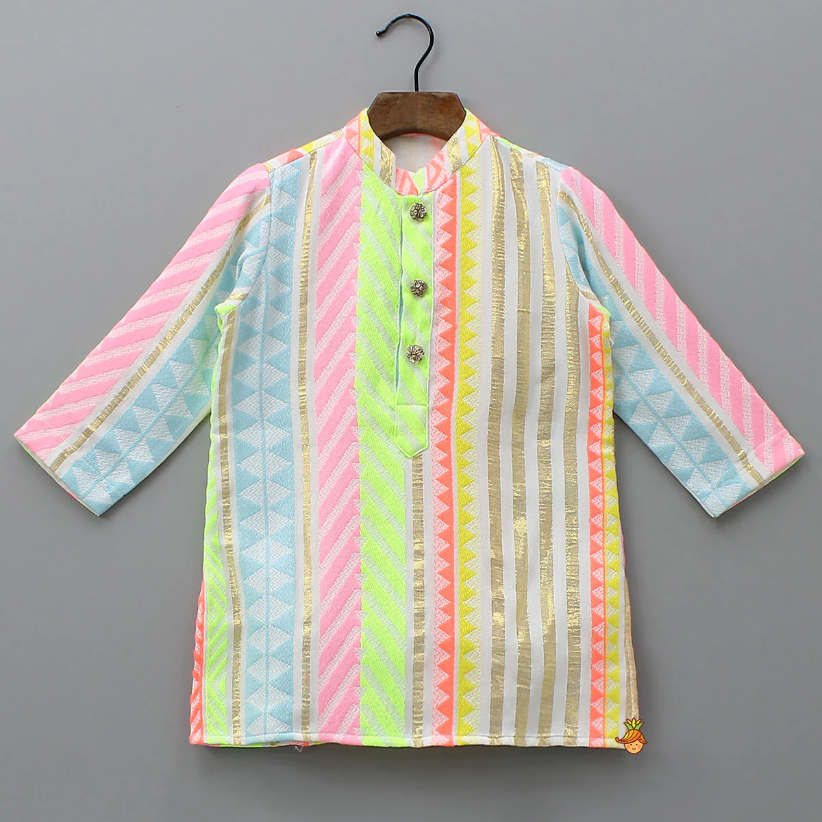Front Placket Ethnic Kurta And Pyjama - Image 3