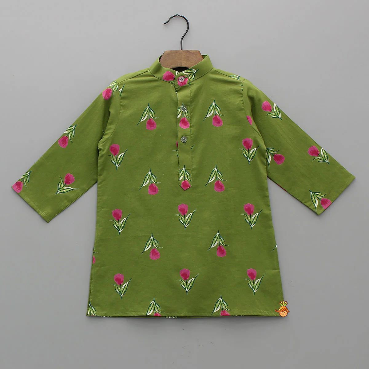 Front Placket Floral Kurta With Matching Jacket And Churidar - Image 4