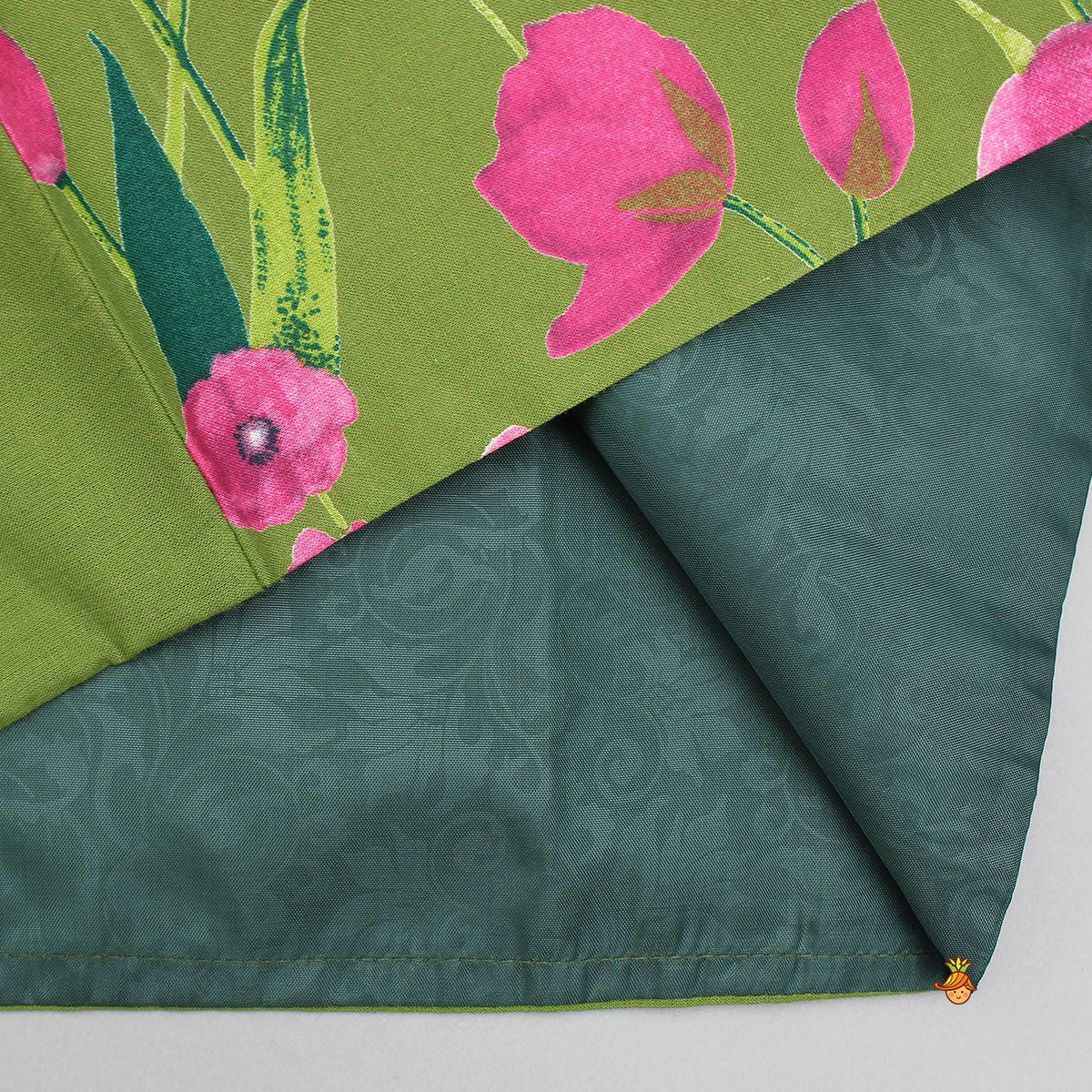 Front Placket Floral Kurta With Matching Jacket And Churidar - Image 8