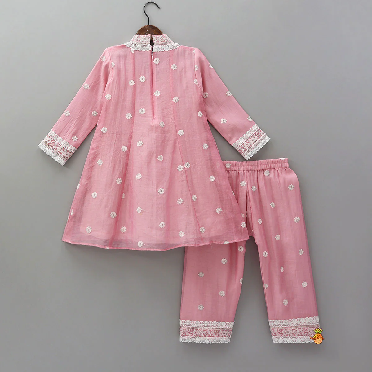 Front Pleated Detail Asymmetric Kurti And Matching Pant - Image 2