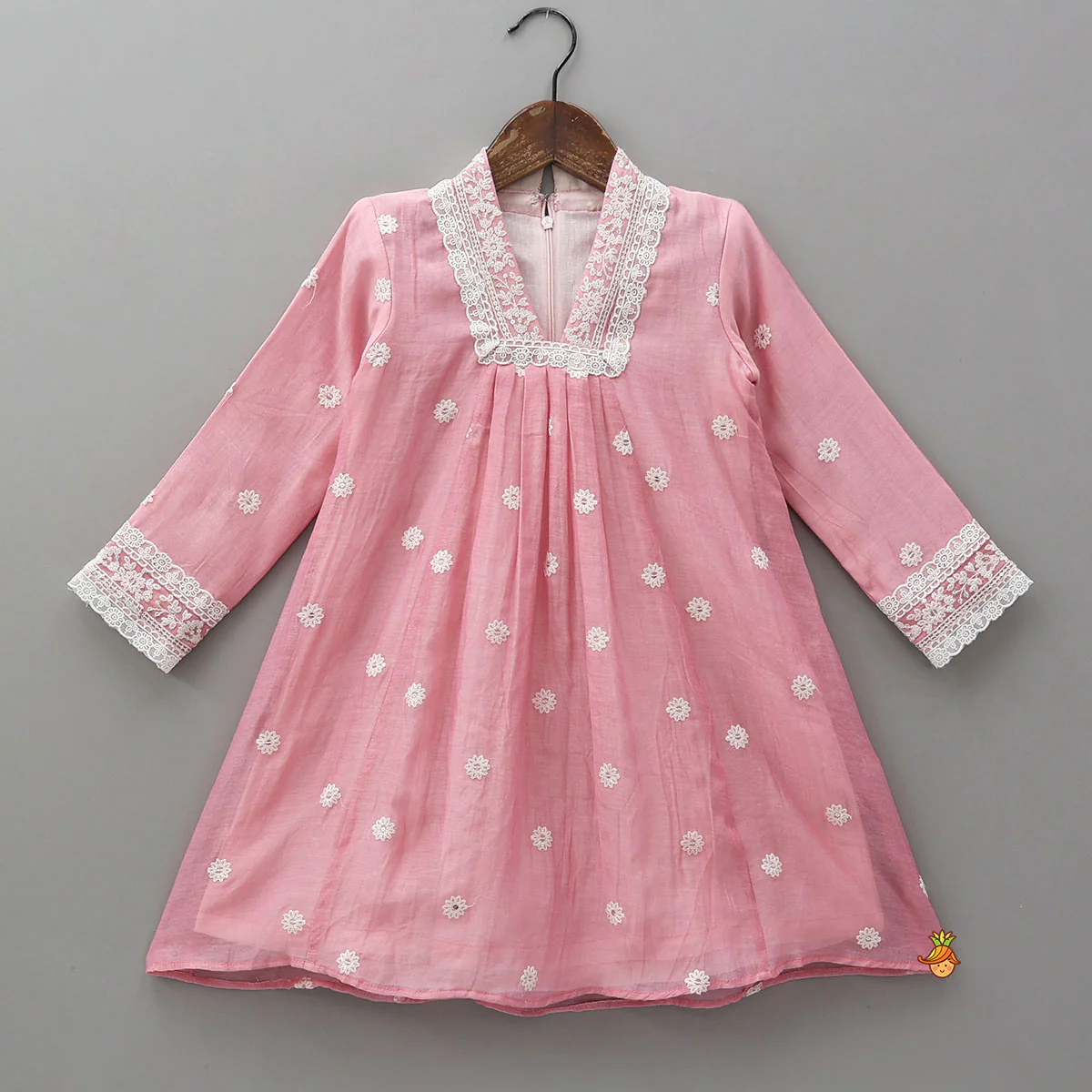 Front Pleated Detail Asymmetric Kurti And Matching Pant - Image 3