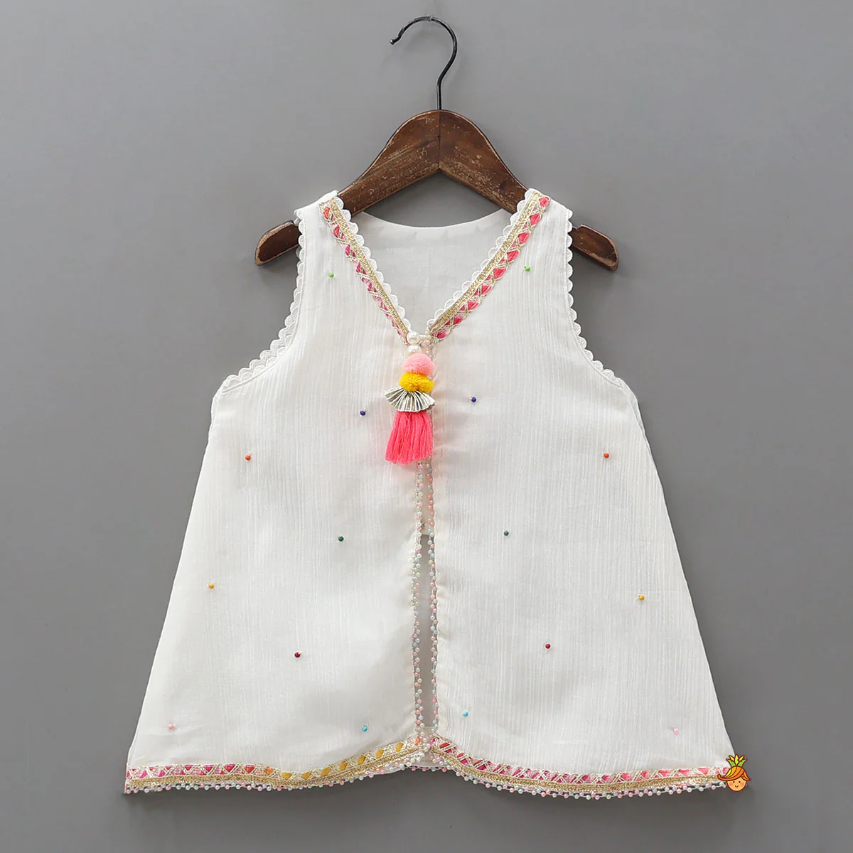 Front Slit Kurti And Matching Flared Sharara With Contrasting Dupatta - Image 4