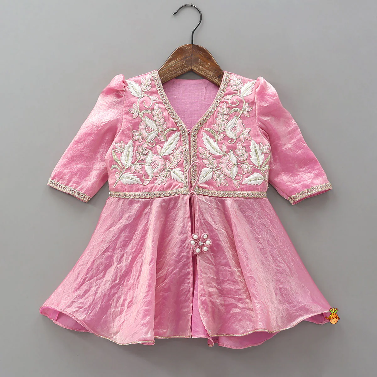 Front Slit Sheen Kurti And Sharara - Image 3
