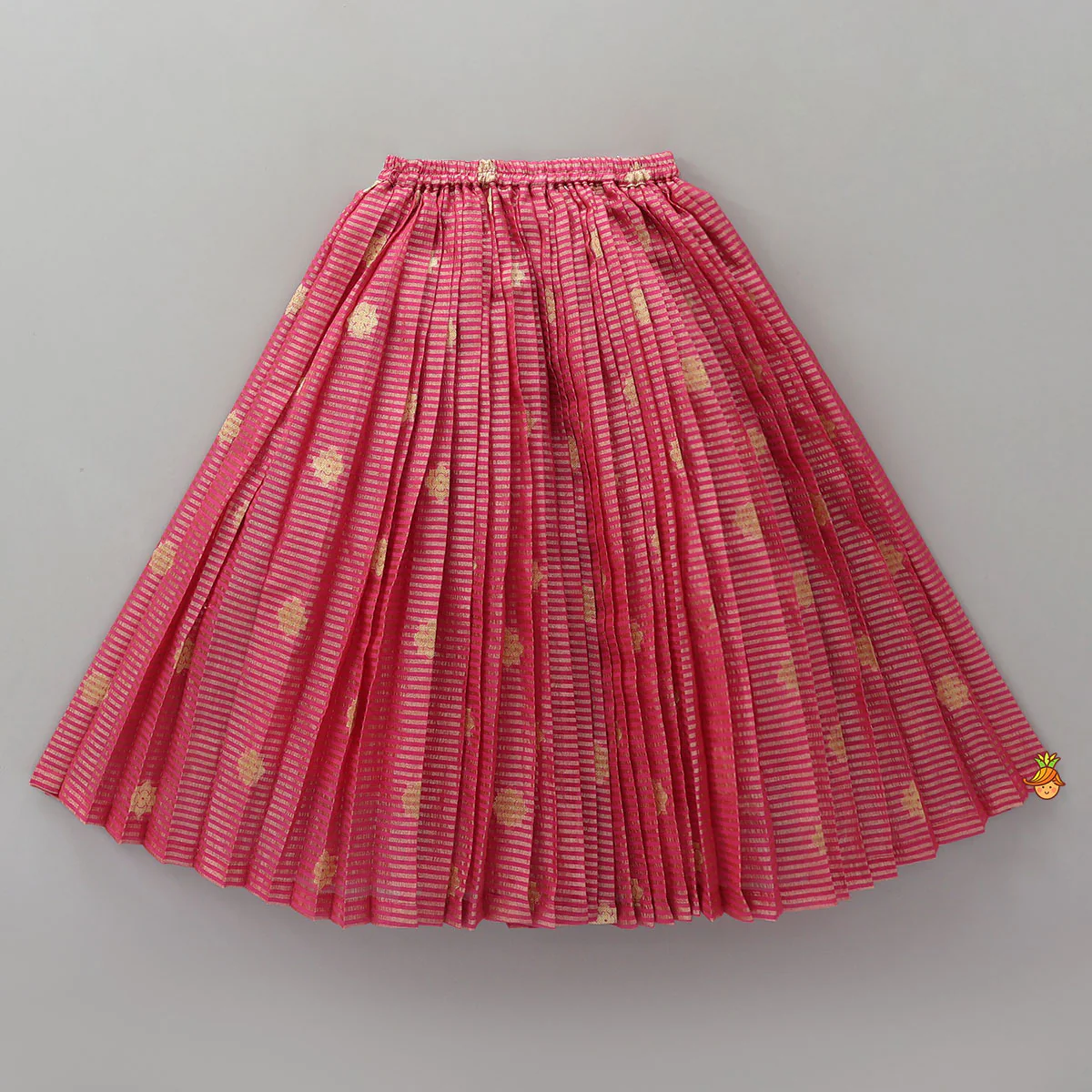 Front Tie-Knot Crop Top And Contrasting Lehenga - Image 4