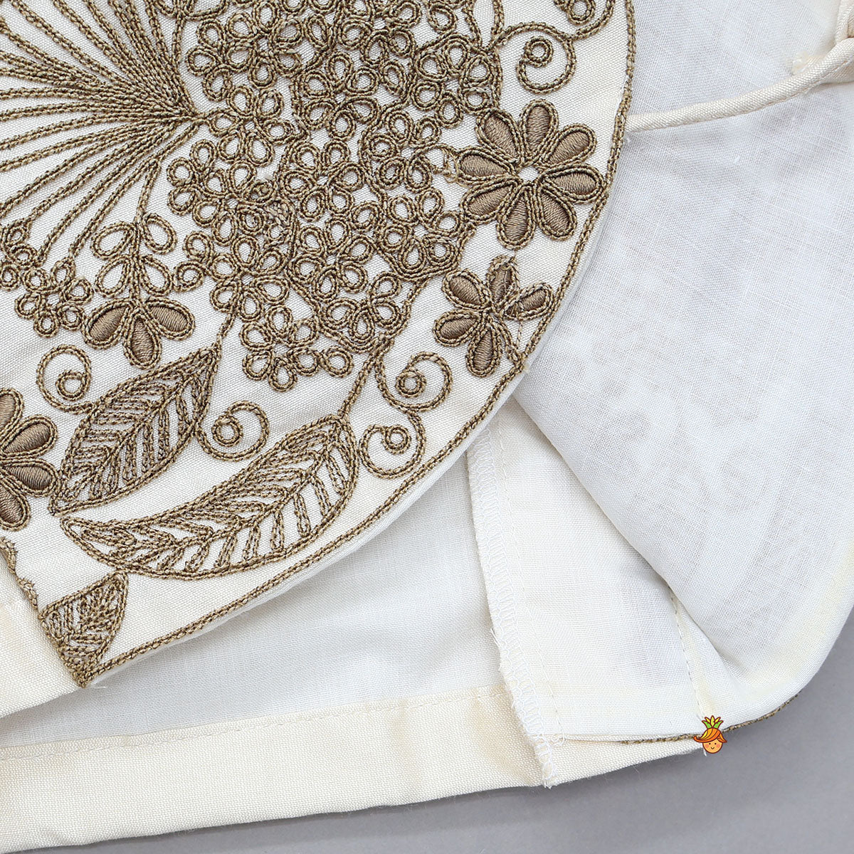 Front Tie-Knot Crop Top And Contrasting Lehenga - Image 5