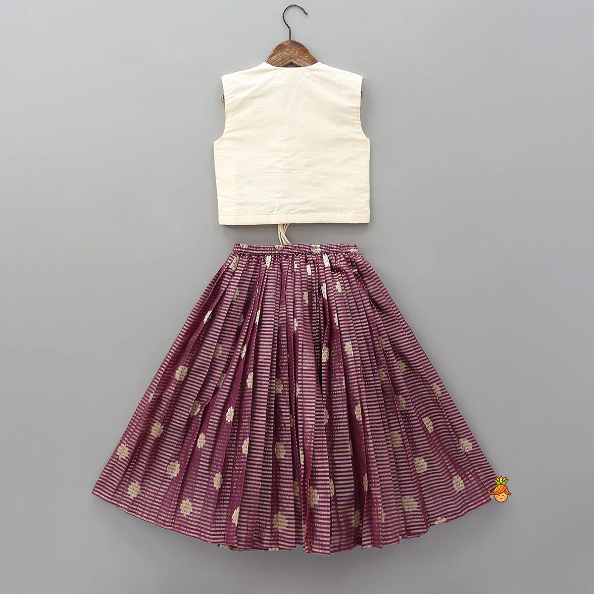 Front Tie-Knot Crop Top And Lehenga - Image 2