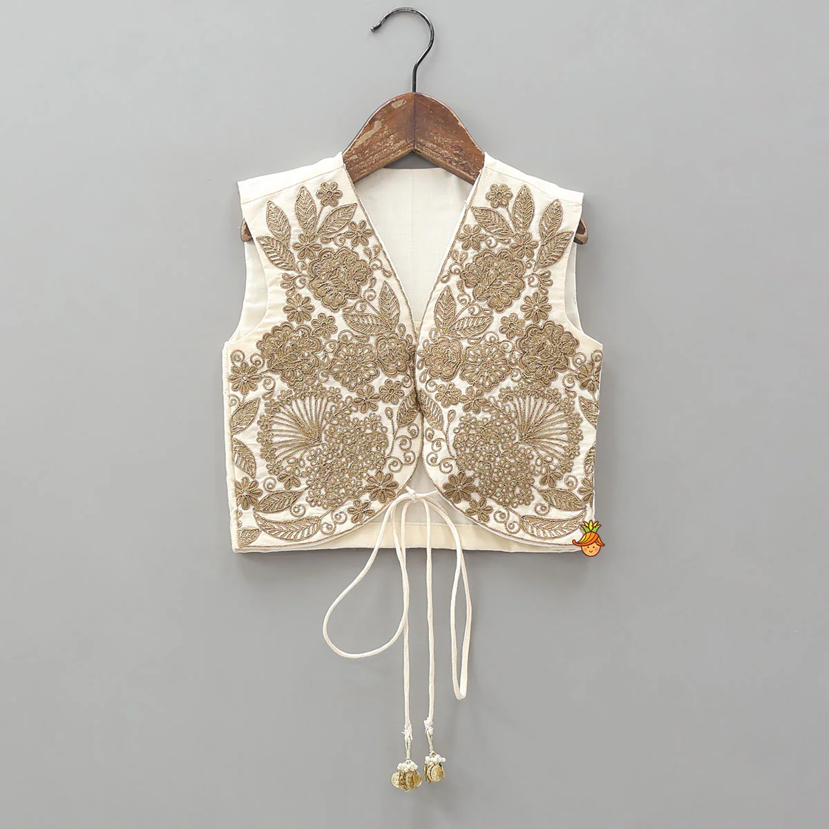Front Tie-Knot Crop Top And Lehenga - Image 3