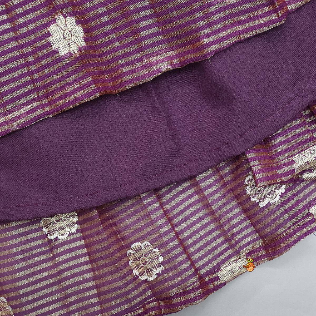 Front Tie-Knot Crop Top And Lehenga - Image 6