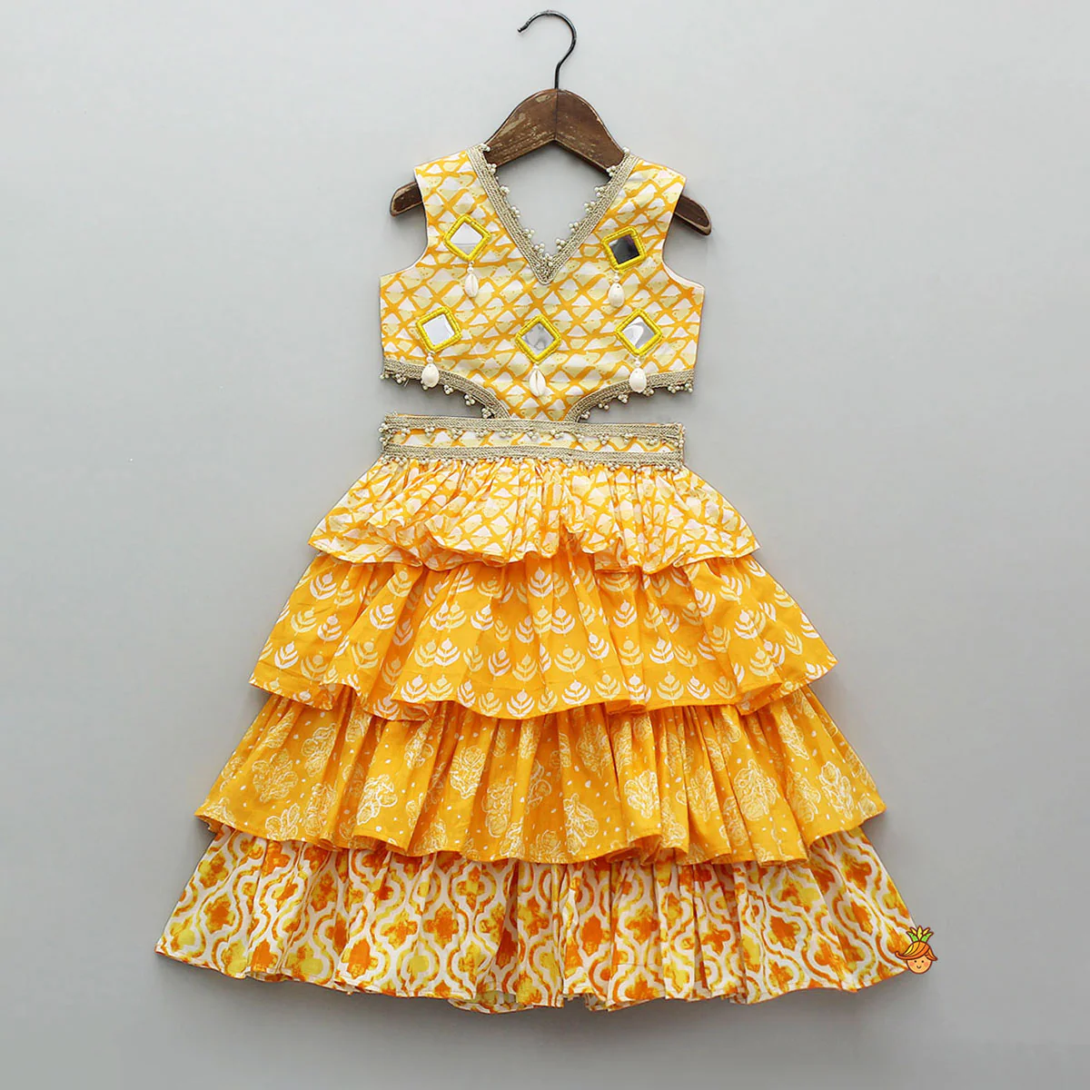Faux Mirror Work Ruffle Kurti