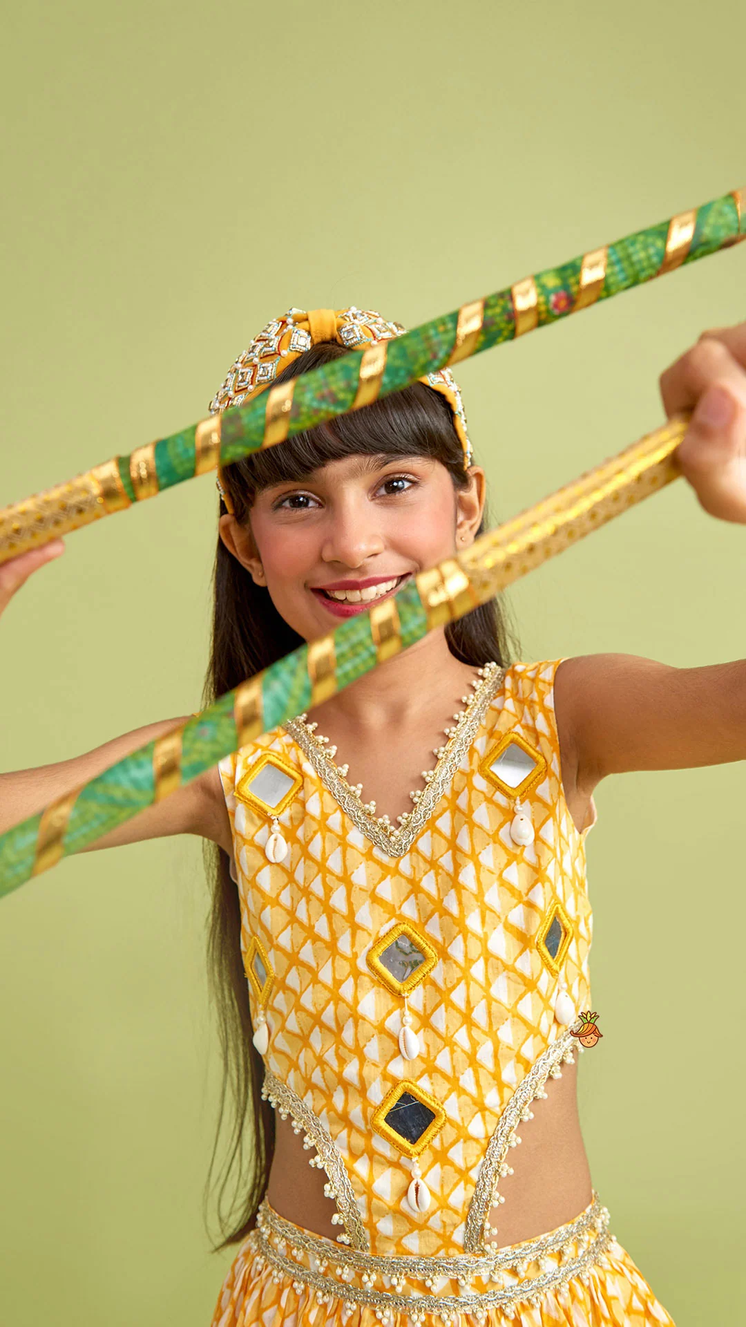 Faux Mirror Work Ruffle Kurti - Image 6