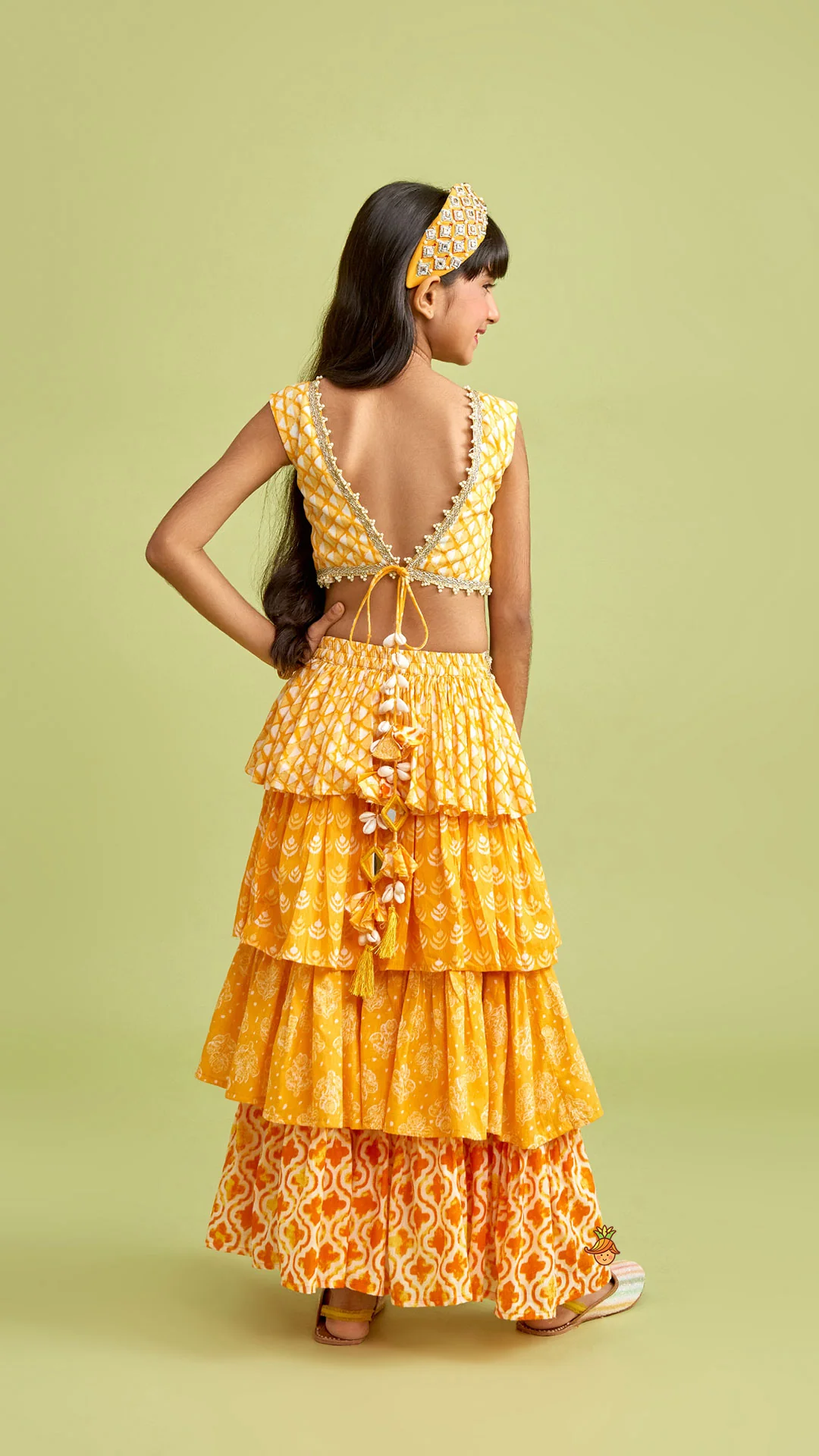 Faux Mirror Work Ruffle Kurti - Image 7