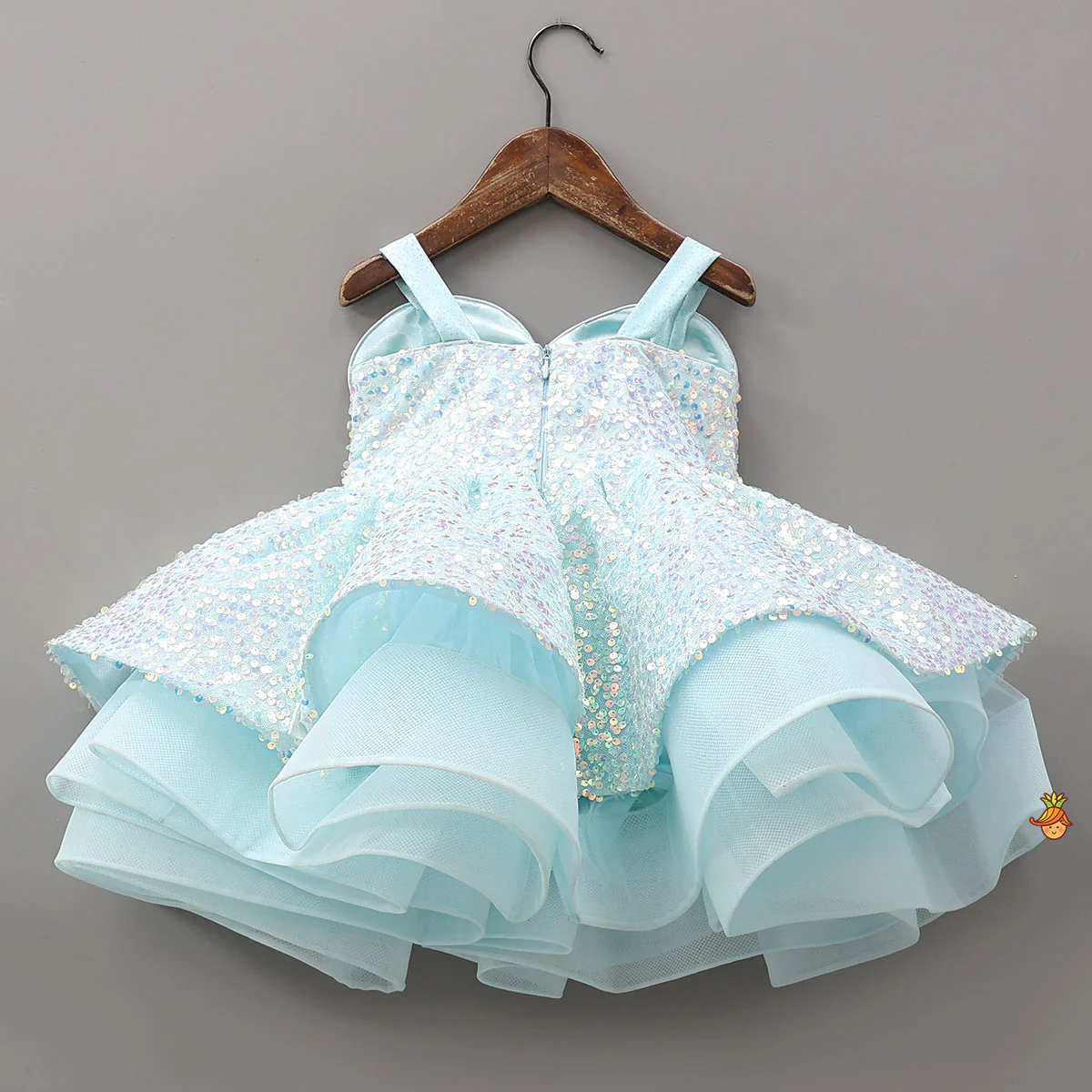 Glittery Aqua-Themed Heart-Shaped Embellished Dress - Image 2