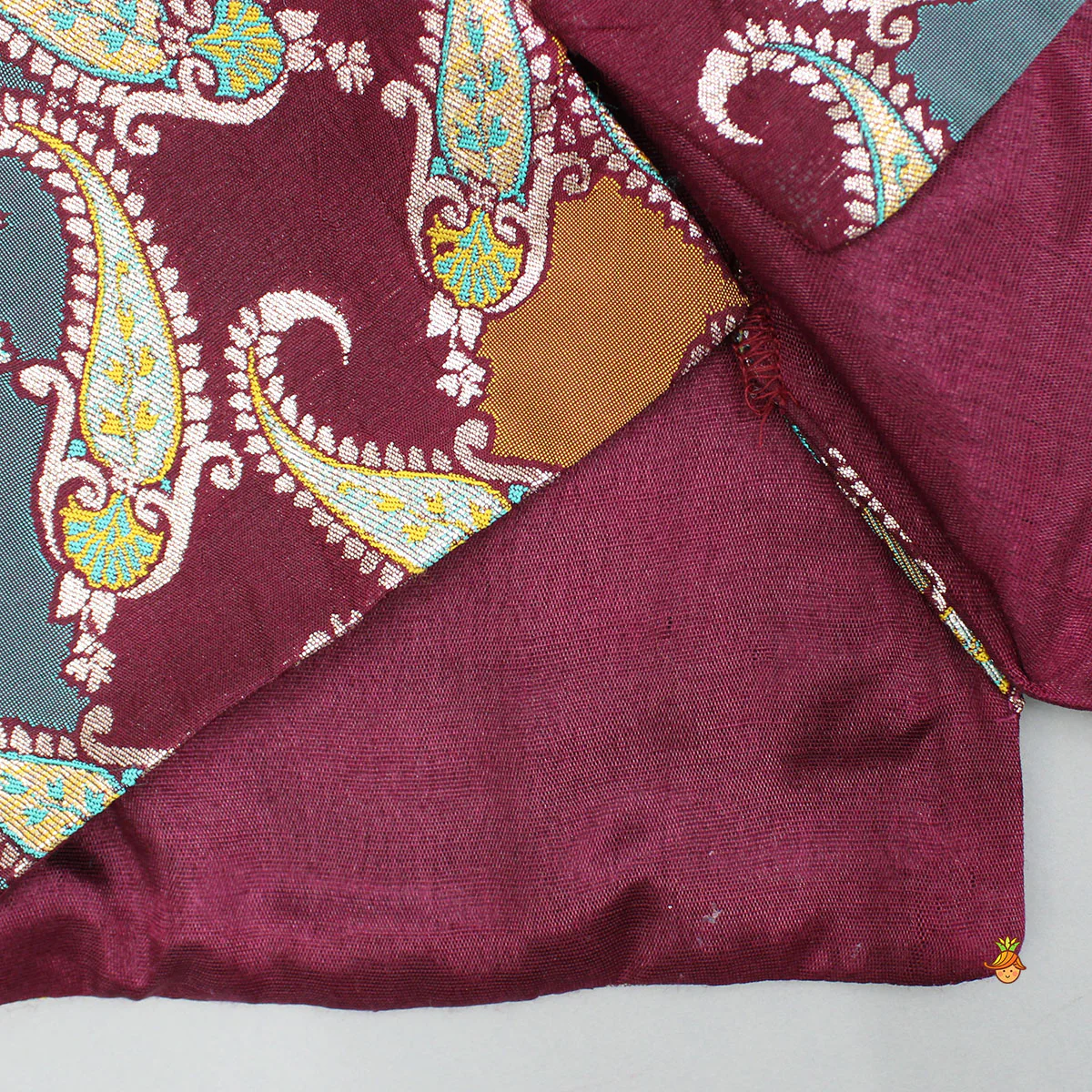 Golden Kurta With Multicolor Brocade Jacket And Pyjama - Image 8