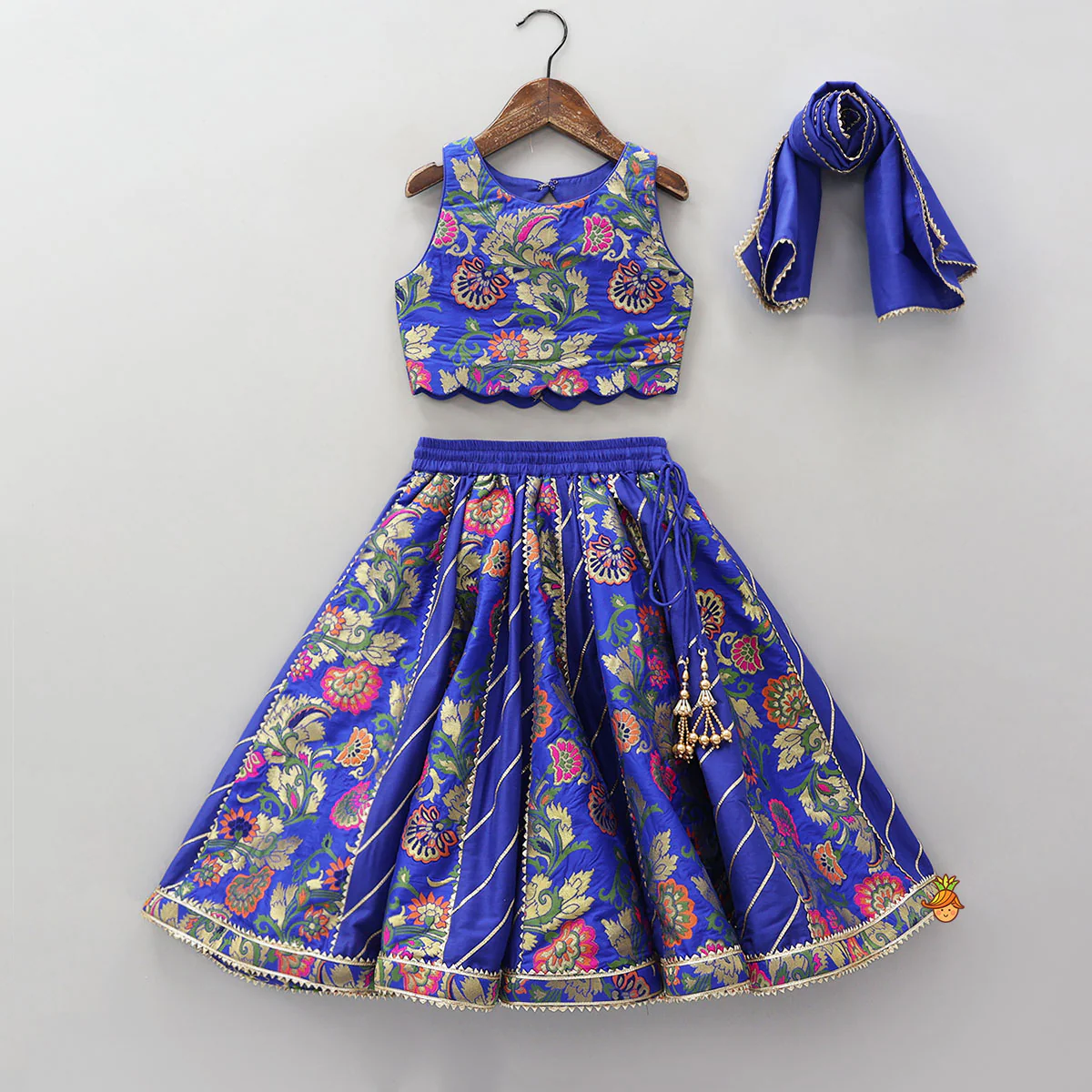 Gorgeous Brocade Crop Top And Lehenga With Matching Dupatta