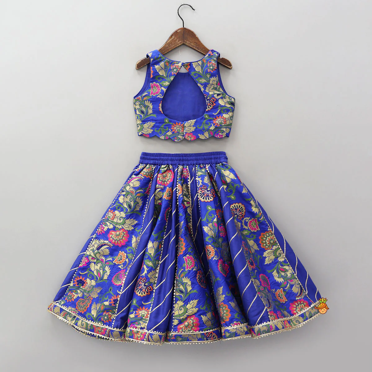Gorgeous Brocade Crop Top And Lehenga With Matching Dupatta - Image 2