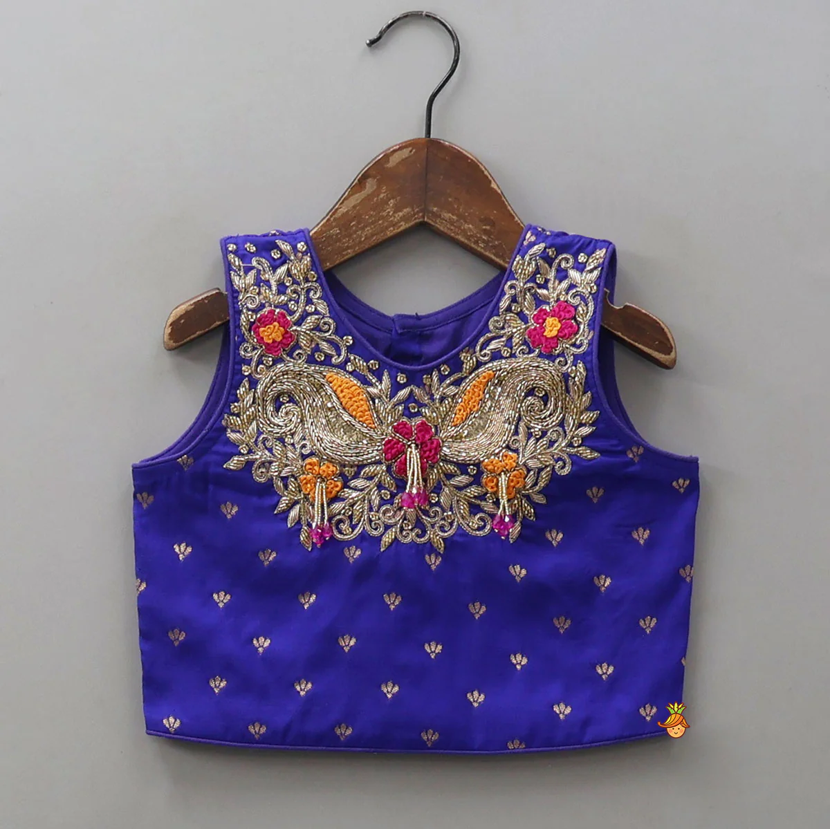 Gorgeous Embroidered Top And Brocade Lehenga With Matching Net Dupatta And Brocade Potli Bag - Image 4
