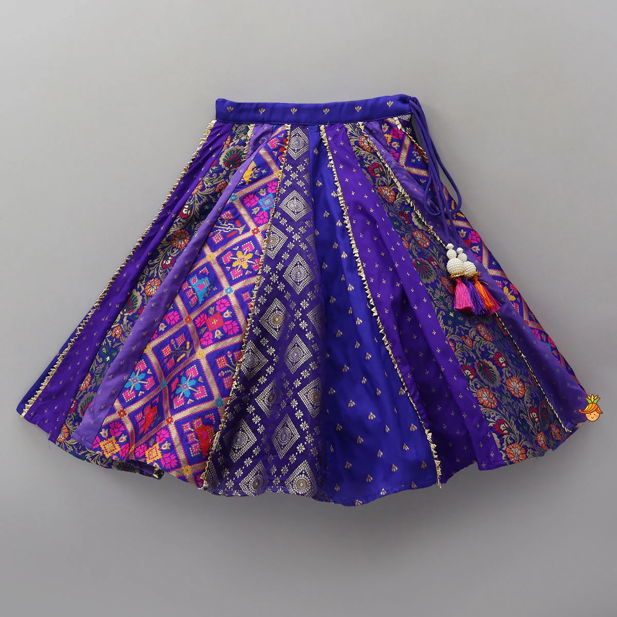 Gorgeous Embroidered Top And Brocade Lehenga With Matching Net Dupatta And Brocade Potli Bag - Image 5