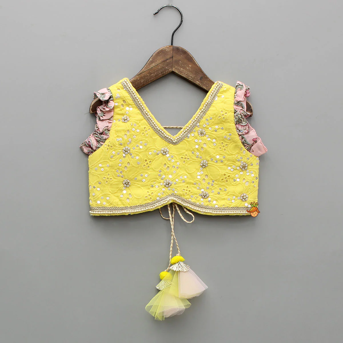 Gorgeous Embroidered Yellow Top With Embroidered Lehenga And Dupatta - Image 4