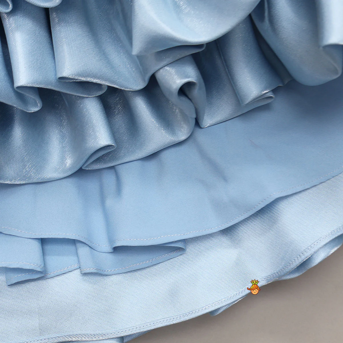 Gorgeous Sheen Collar Neck Bow Adorned Layered Ruffle Dress - Image 4