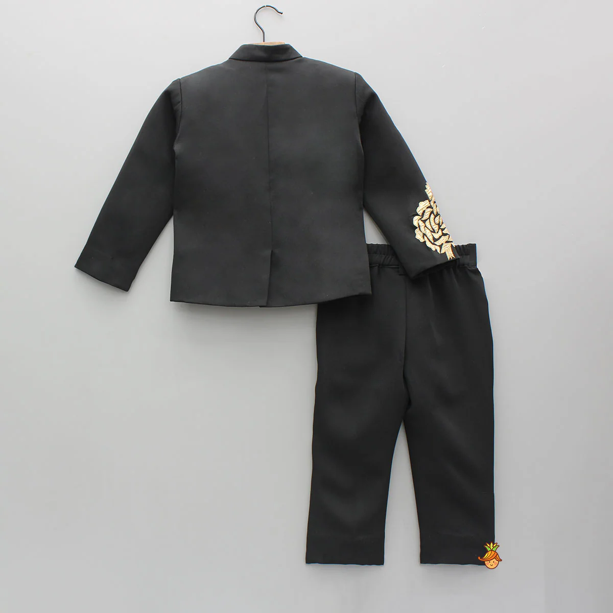 Gota Applique Black Sherwani With Pant - Image 2