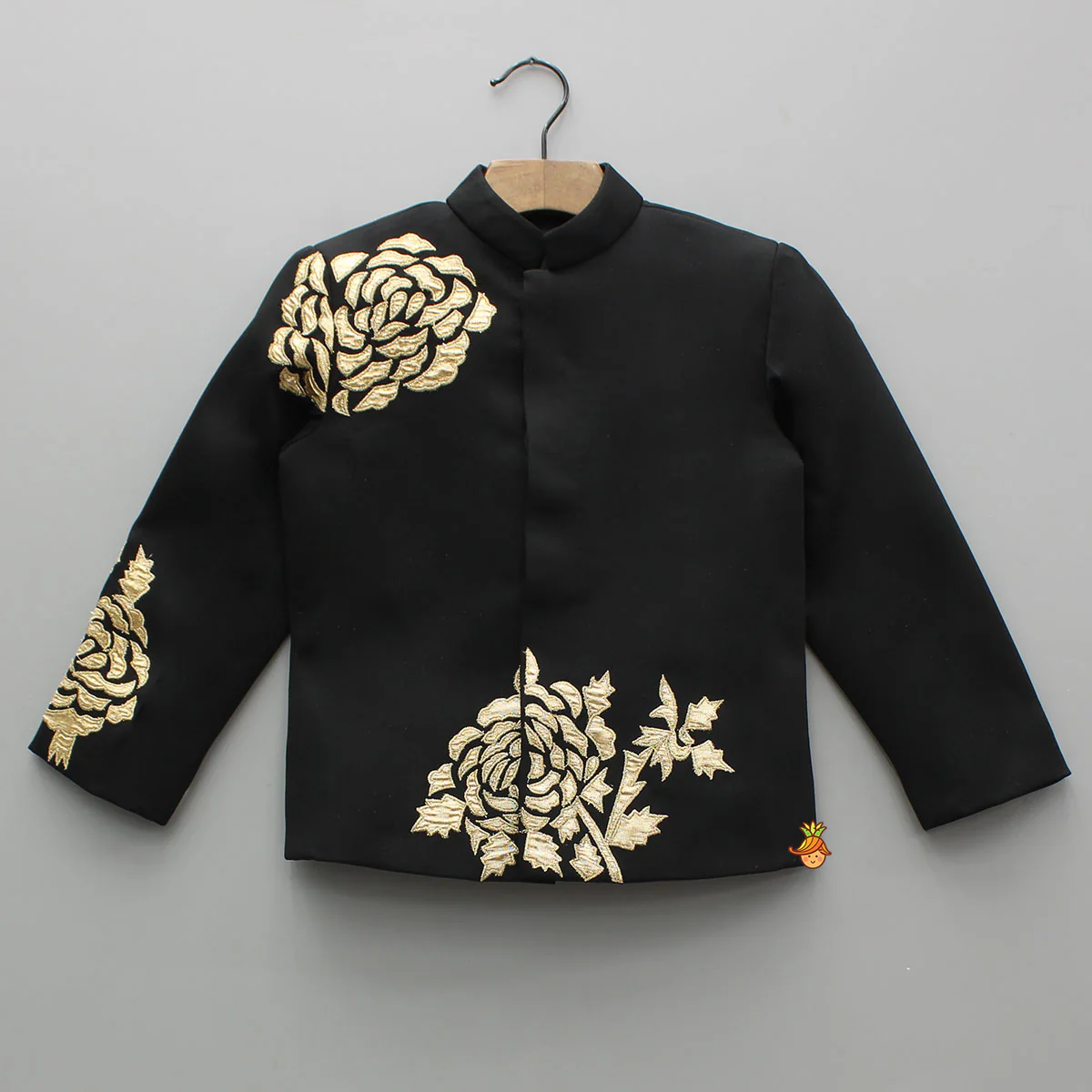Gota Applique Black Sherwani With Pant - Image 3