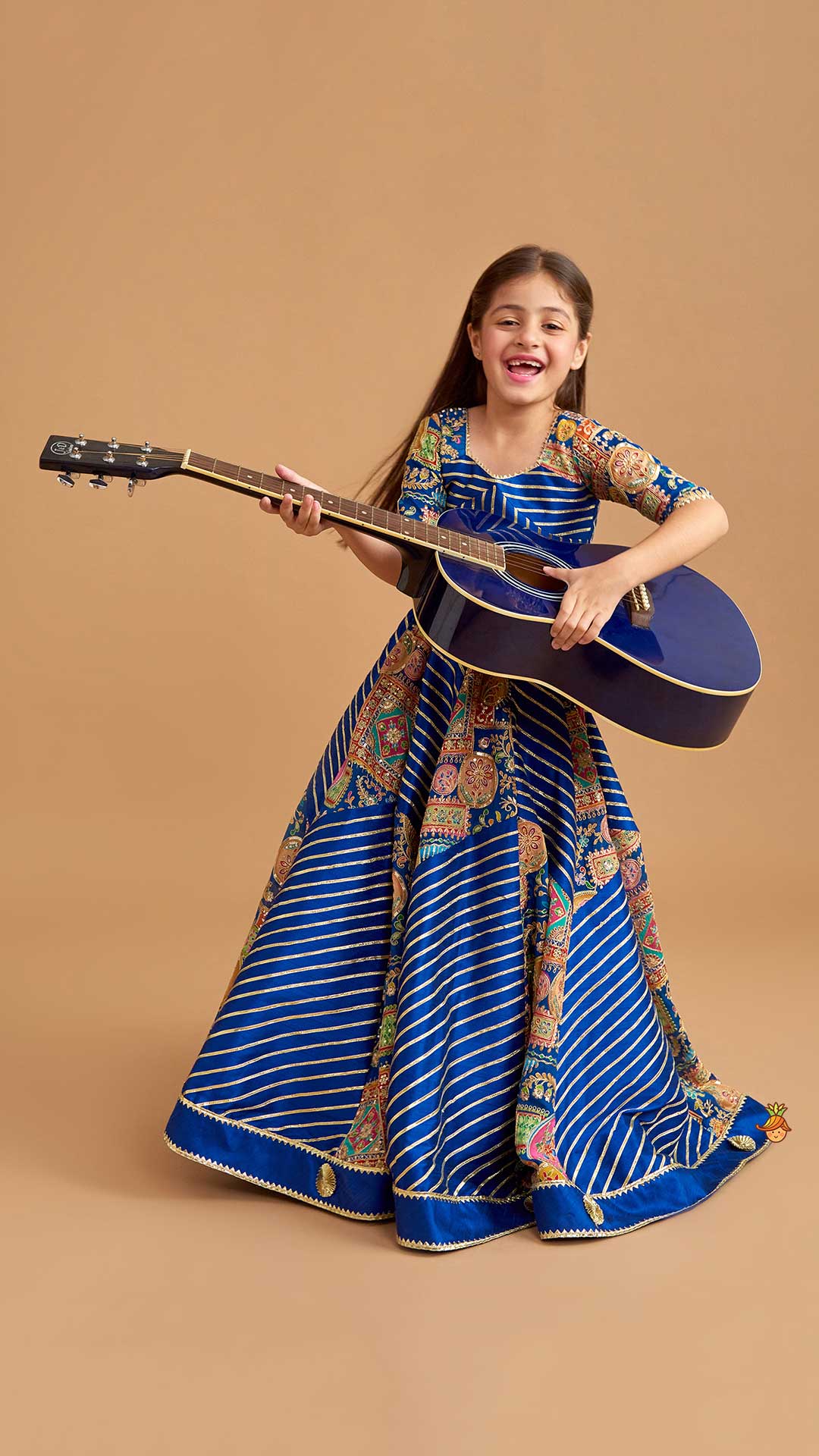Gota Lace Detail Charming Blue Top And Lehenga With Net Dupatta - Image 5