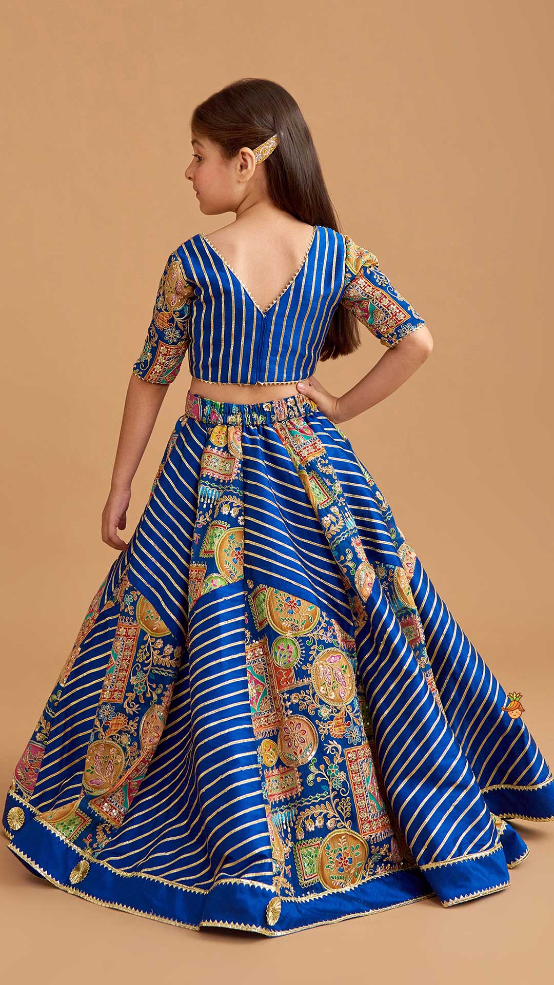 Gota Lace Detail Charming Blue Top And Lehenga With Net Dupatta - Image 8