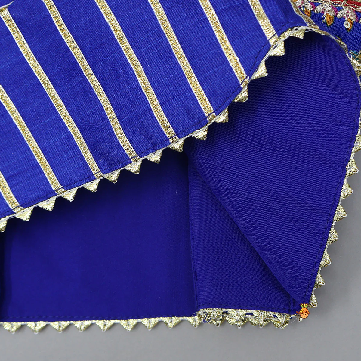 Gota Lace Detail Charming Blue Top And Lehenga With Net Dupatta - Image 9