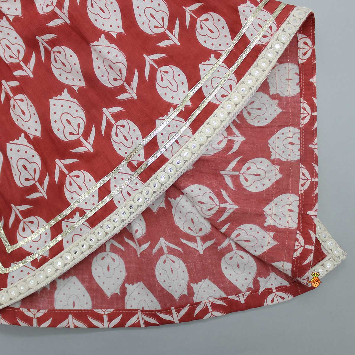 Gota Lace Detail-Printed Kurti And Sharara - Image 5