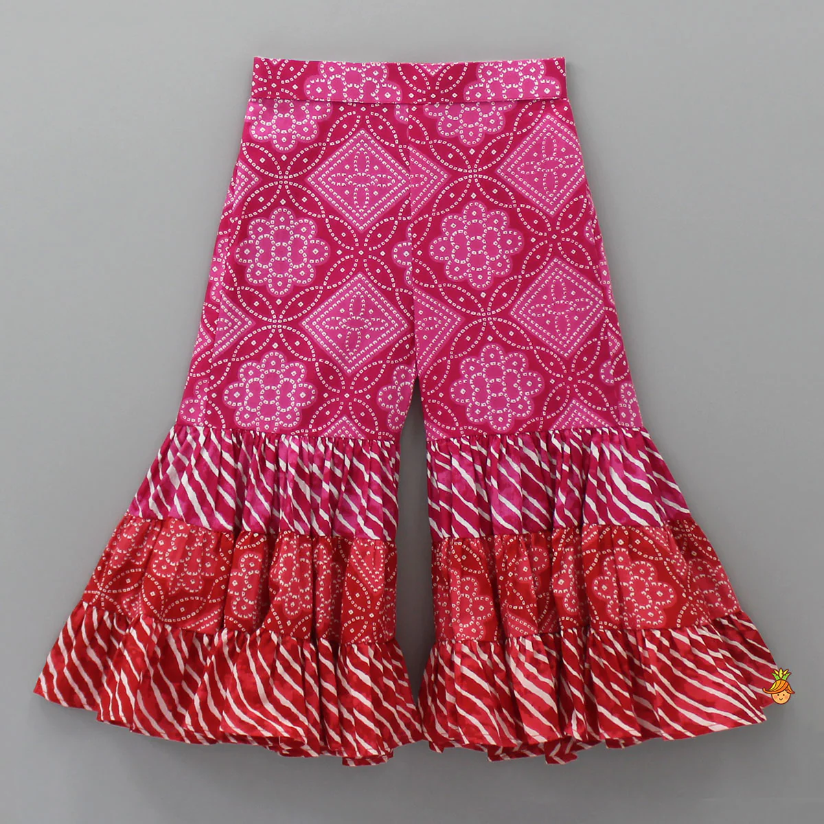 Gota Lace Detail Tie Up Top And Printed Sharara With Matching Dupatta - Image 5