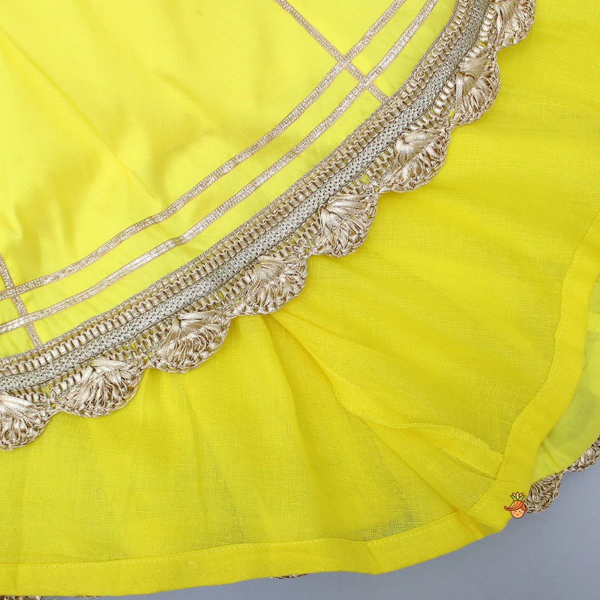 Gota Lace Detailed Angarkha Style Yellow Kurti And Pant - Image 5