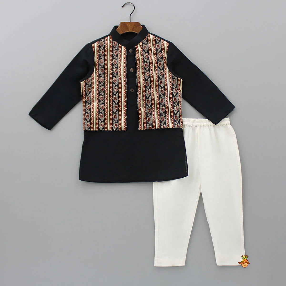 Gota Lace Detailed Jacket Style Kurta And Pyjama