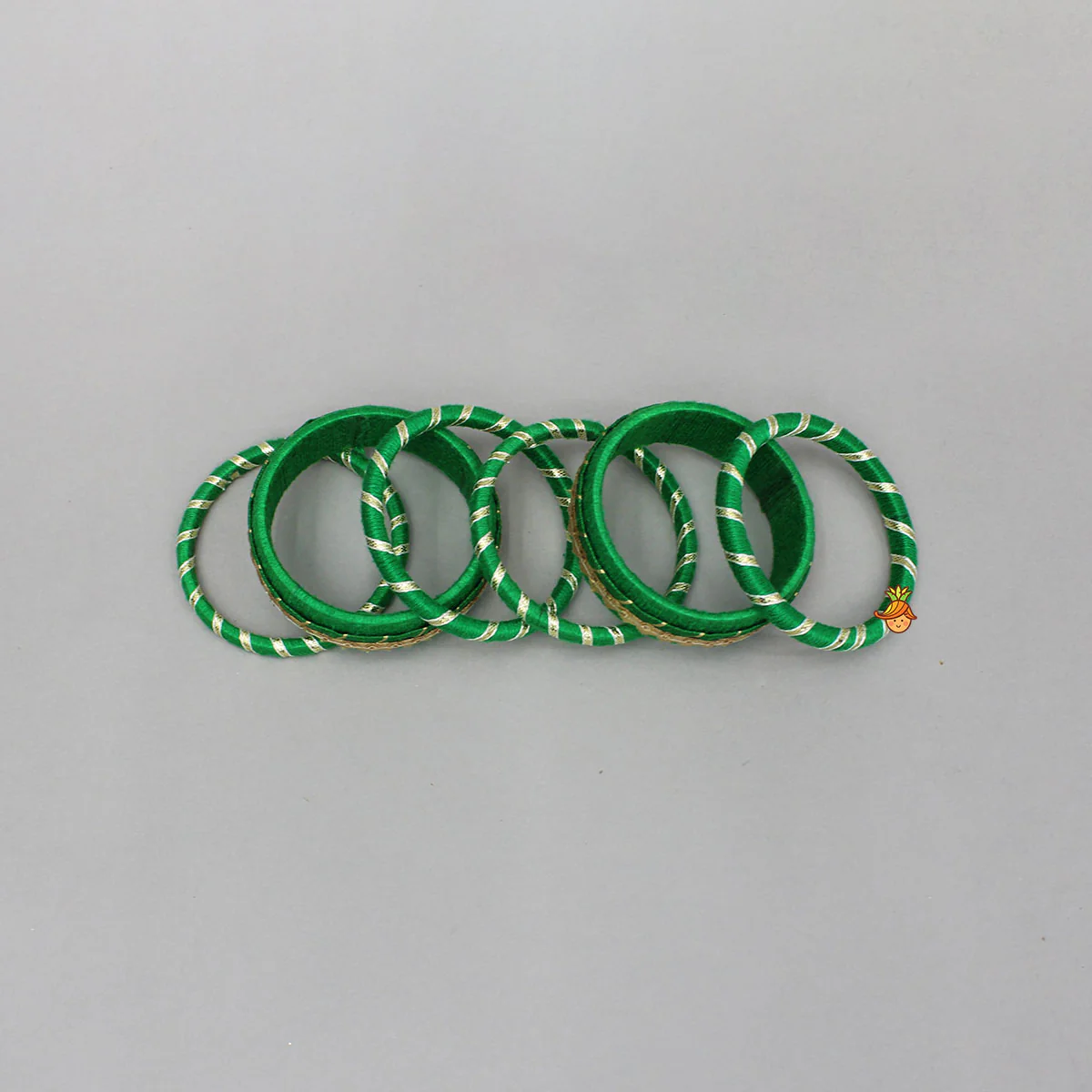 Gota Lace-Embellished Green Thread Bangles - Image 3