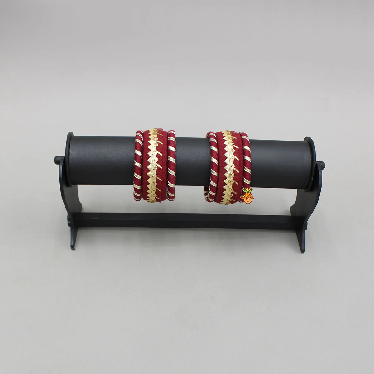 Gota Lace-Embellished Maroon Thread Bangles - Image 6
