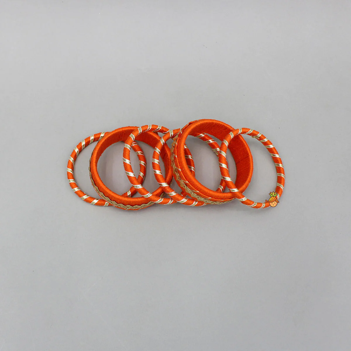 Gota Lace-Embellished Orange Thread Bangles - Image 3