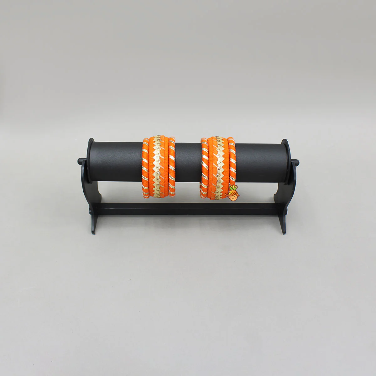Gota Lace-Embellished Orange Thread Bangles - Image 6