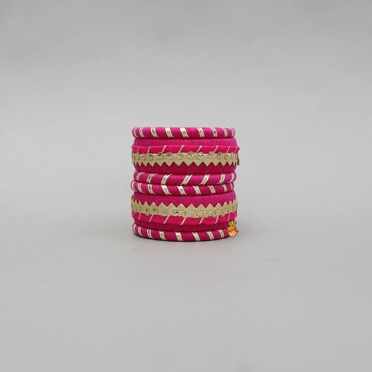 Gota Lace-Embellished Pink Thread Bangles