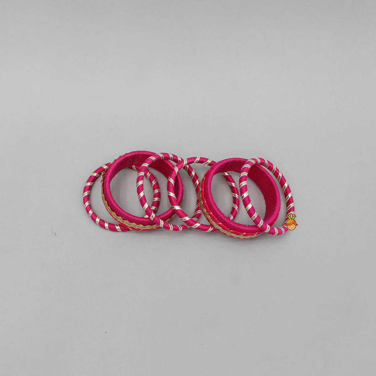 Gota Lace-Embellished Pink Thread Bangles - Image 3