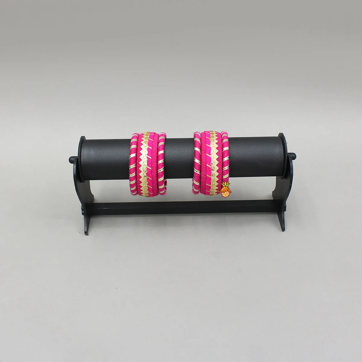 Gota Lace-Embellished Pink Thread Bangles - Image 6