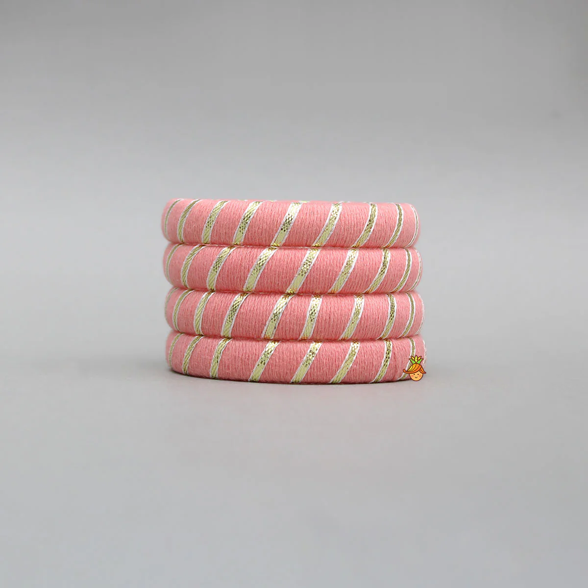 Gota Lace-Embellished Peach Thread Bangles