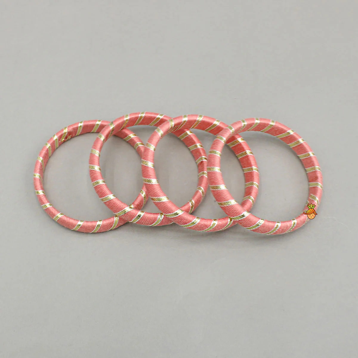 Gota Lace-Embellished Peach Thread Bangles - Image 3