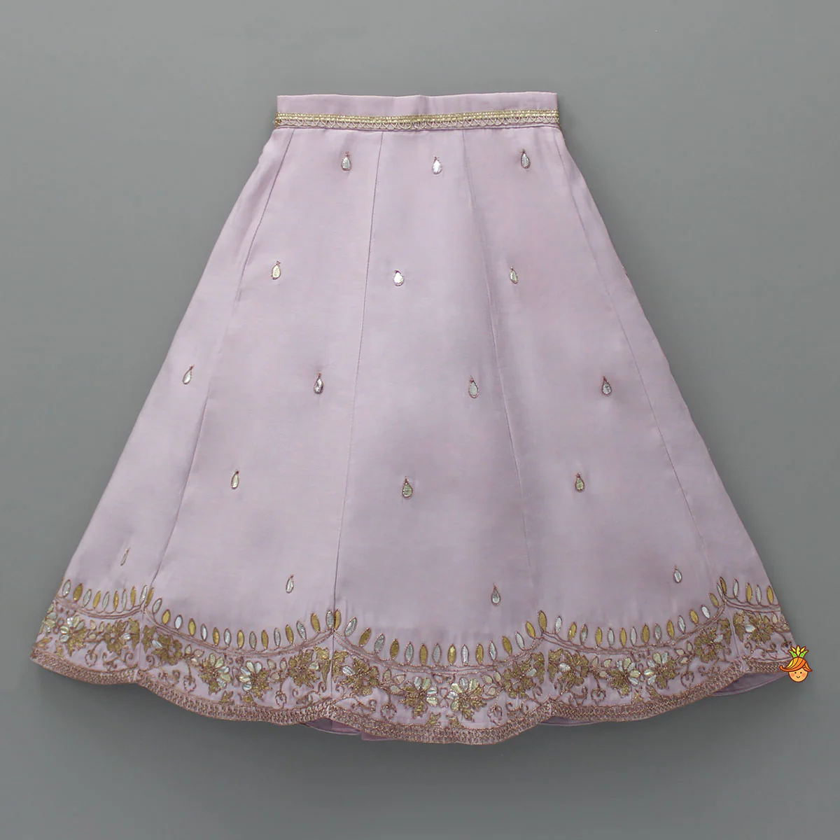 Gota Work Detail Lilac Top And Lehenga With Net Dupatta - Image 5