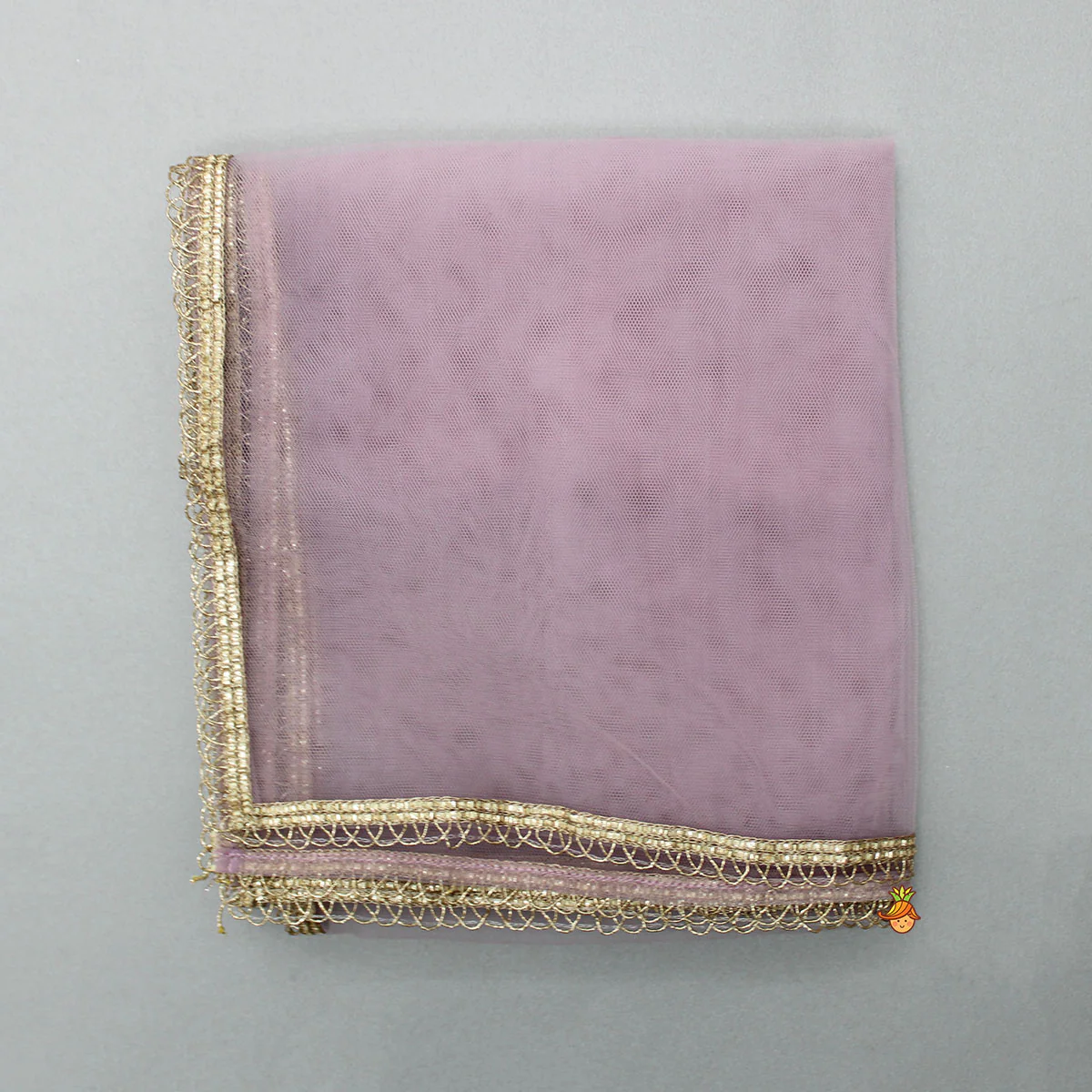Gota Work Detail Lilac Top And Lehenga With Net Dupatta - Image 8