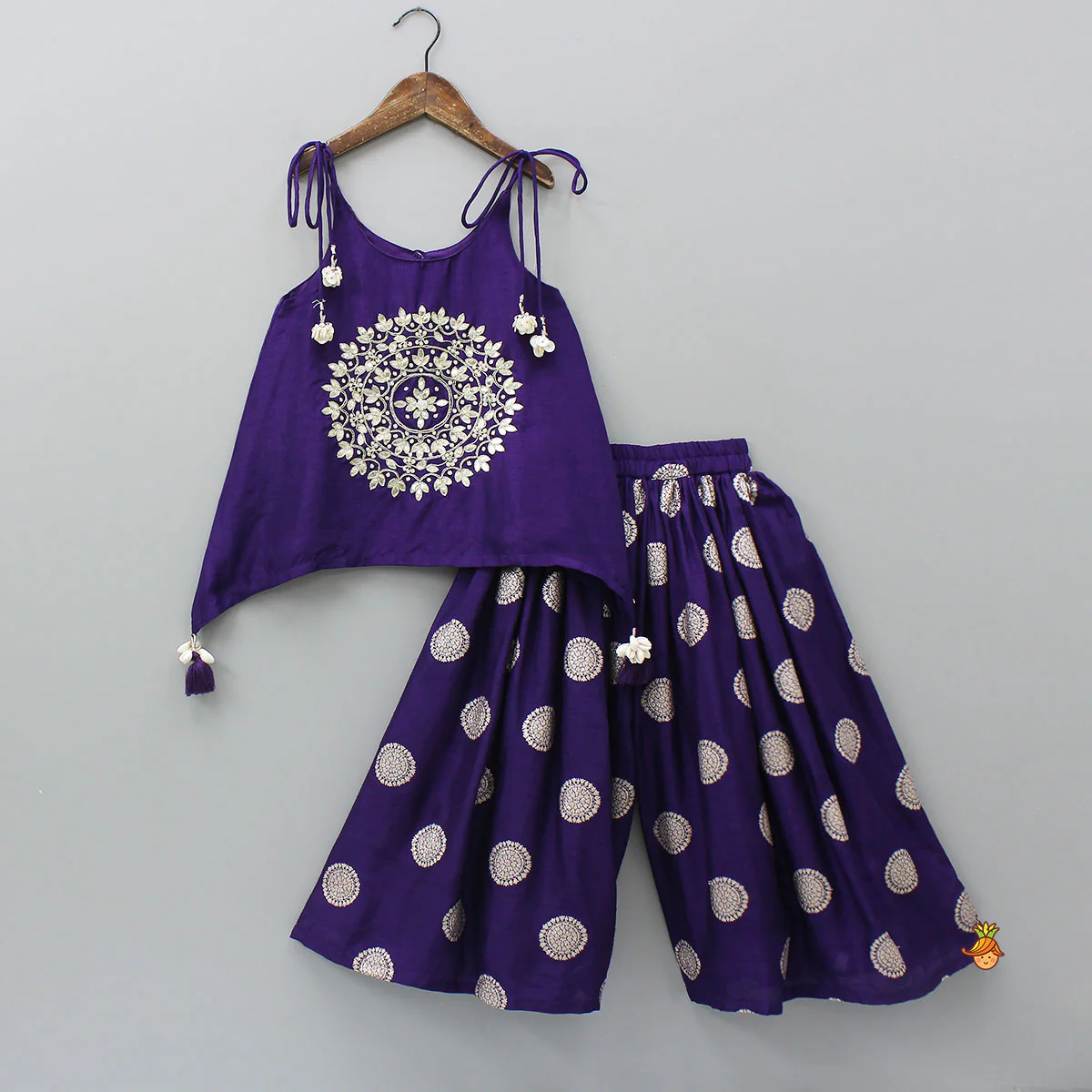 Gota Work Stylish Flared Top With Palazzo