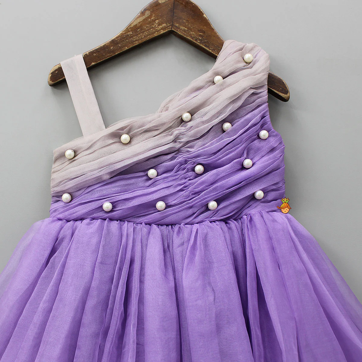 Graceful Dual-Shaded One-Shoulder Party Gown - Image 3
