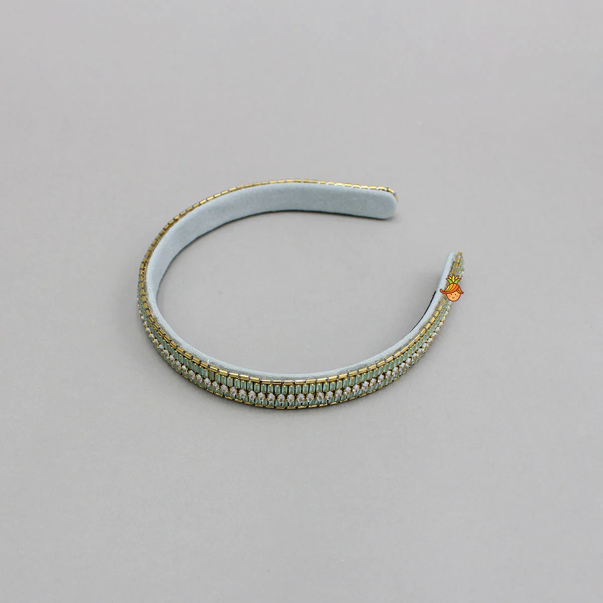 Green Artificial Stones Embroidered Hairband - Image 2