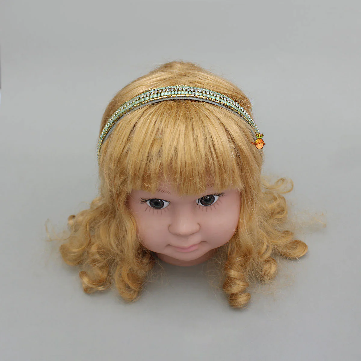 Green Artificial Stones Embroidered Hairband - Image 3