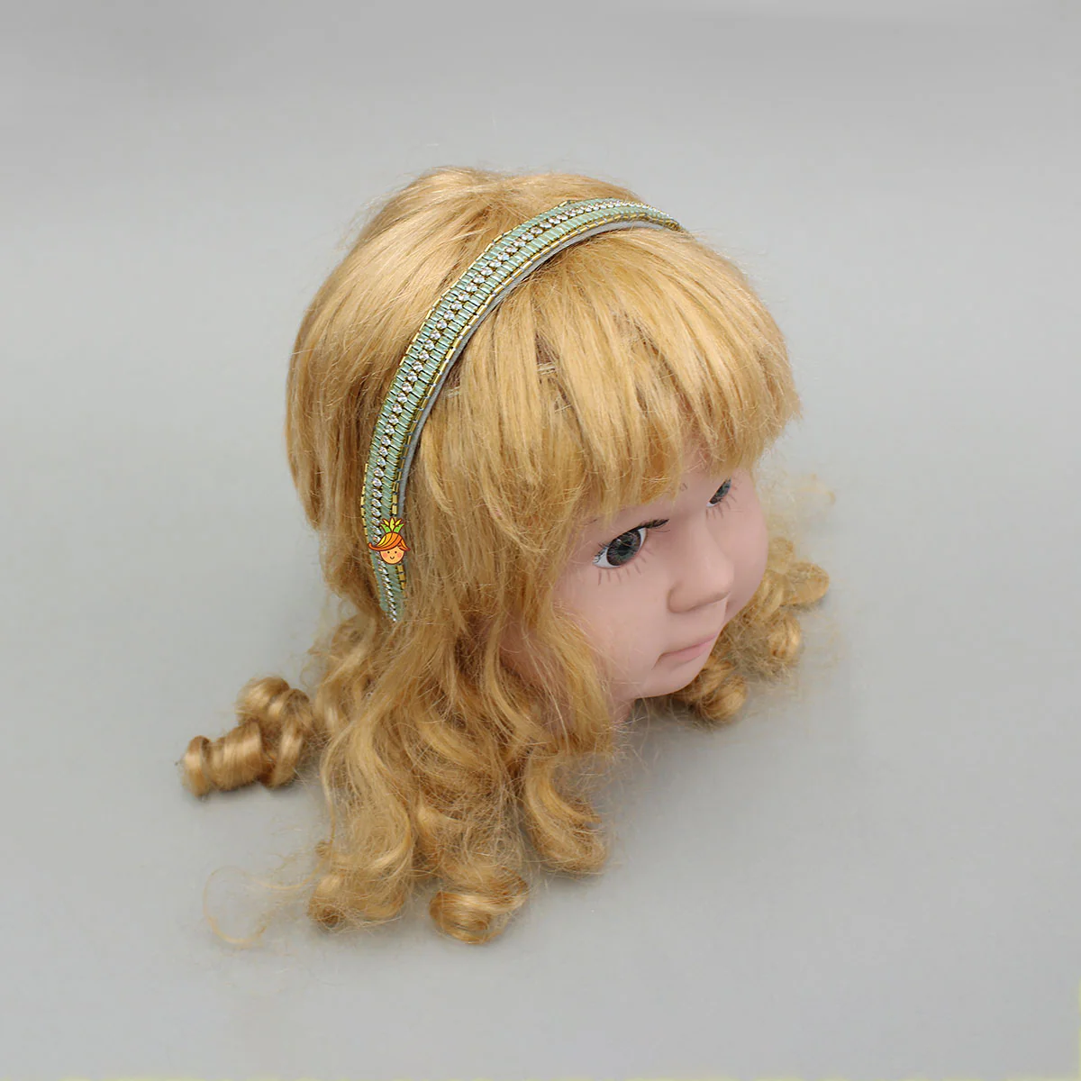 Green Artificial Stones Embroidered Hairband - Image 4