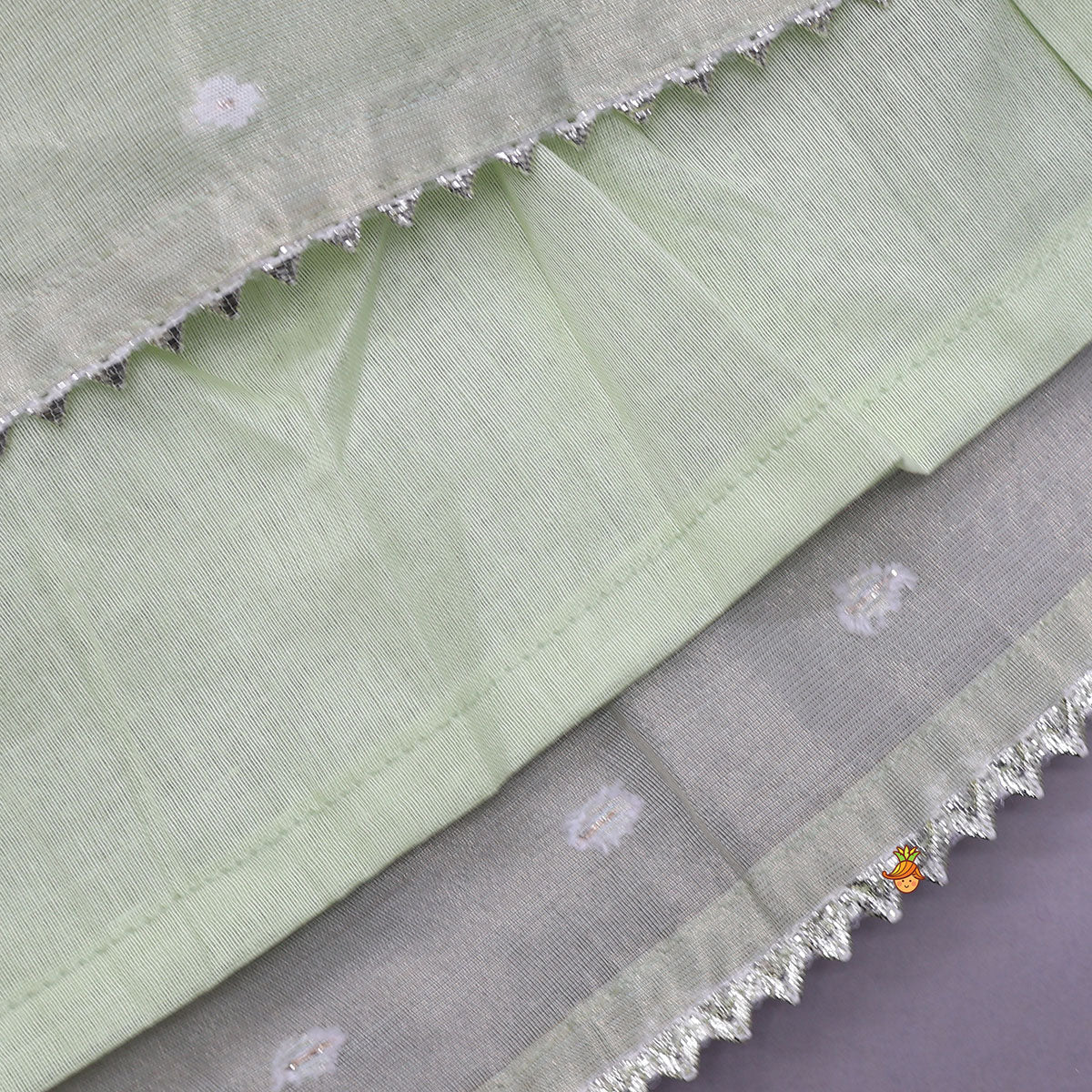 Green Butti Work Embroidered Top With Lehenga - Image 6