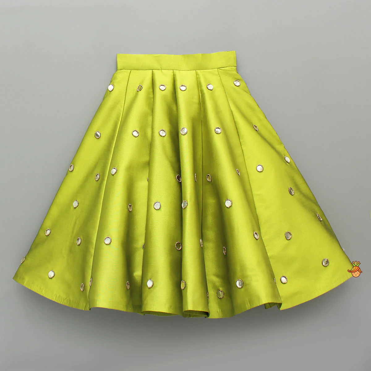 Green Embellished Stylish Top And Lehenga With Matching Dupatta - Image 5